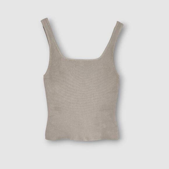 Babaton Ribbed Knit Tank Top Taupe Scoop Neck Sleeveless Medium - Picture 7 of 7